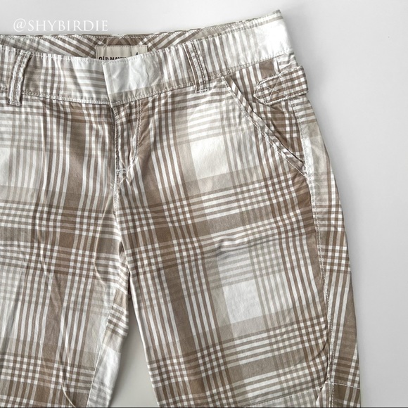 NEW Plaid 100% Cotton Bermuda Shorts in Beige and White - Picture 10 of 10
